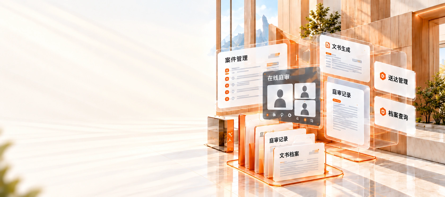 橙白色数字仲裁系统产品概念示意