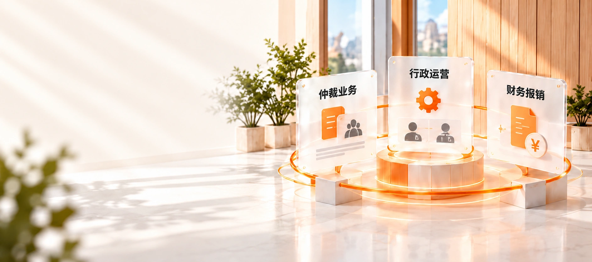 橙白色数字仲裁系统产品概念示意